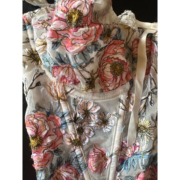 Victorias Secret Dream Angels Sheer Floral Corset Coquette Fairy 34C White Pink - Picture 2 of 6